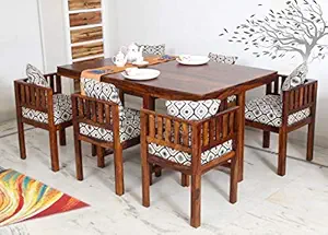 Solid Sheesham Wood Space Saving Dining Table 6 Seater