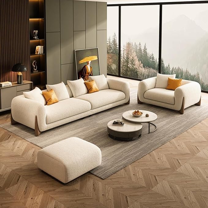 Modern Luxury 3+1+Ottaman Sofa Set for Living Room, Home, Office. (Beige)
