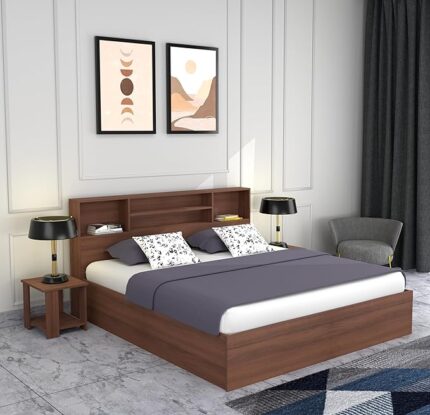 WOODCLOUD King Size Engineered Wood Bed with Headboard & Box Storage